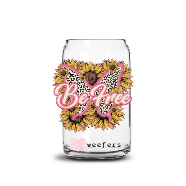 Be Free 16oz Libbey Glass Can UV DTF or Sublimation Cup Wrap - Decal Transfer Supply - Image 2