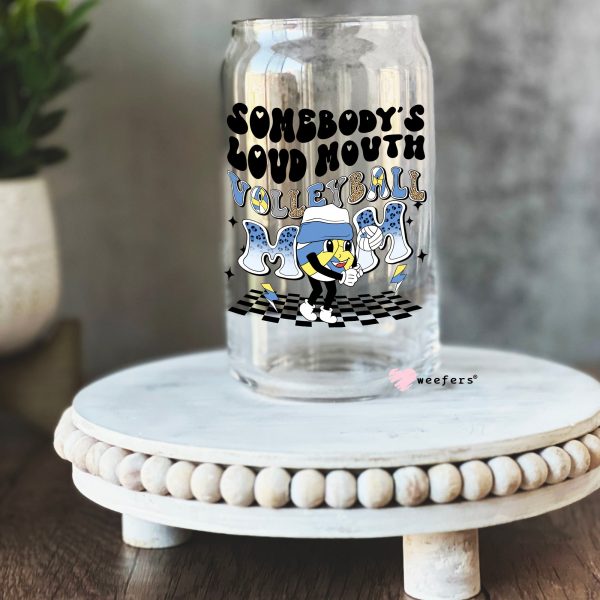 Somebody s Loud Mouth Volleyball Mom Retro 16oz Libbey Glass Can UV DTF or Sublimation Wrap - Decal Online now