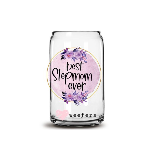 Best Step Mom Ever 16oz Libbey Glass Can UV DTF or Sublimation Wrap - Decal Online Sale