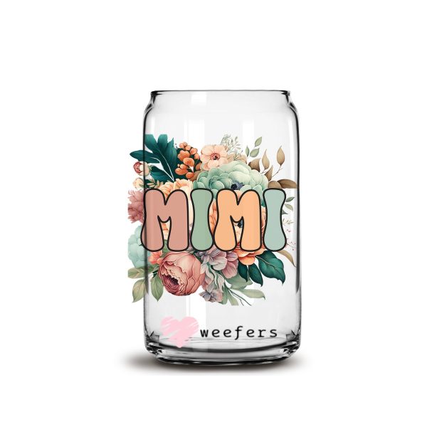 Mimi Boho Floral 16oz Libbey Glass Can UV DTF or Sublimation Cup Wrap - Decal Transfer For Sale