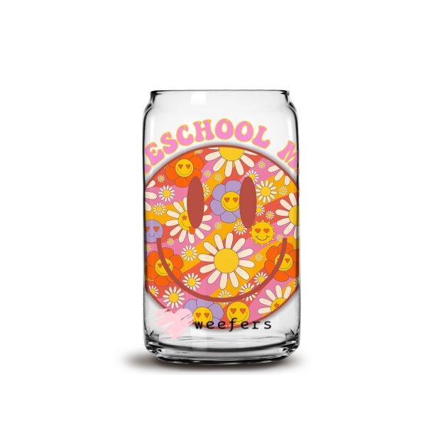 Retro Smile Face Homeschool Mama 16oz Libbey Glass Can UV DTF or Sublimation Wrap - Decal Sale - Image 3