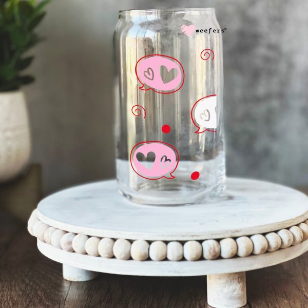Valentine Bubble Quotes 16oz Libbey Glass Can UV DTF or Sublimation Cup Wrap - Decal Transfer Online - Image 2
