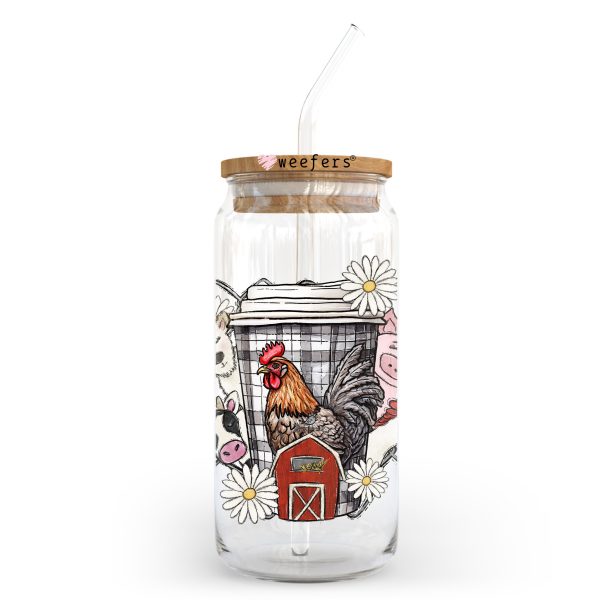 Farm And Coffee 20oz Libbey Glass Can, 34oz Hip Sip, 40oz Tumbler, 24oz Cold Cup UV DTF or Sublimation Decal Transfer Cheap - Image 2