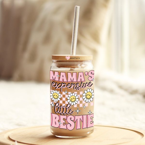 Mama s Expensive Little Bestie 16oz Libbey Glass Can UV DTF or Sublimation Wrap - Decal Transfer Online Hot Sale - Image 3