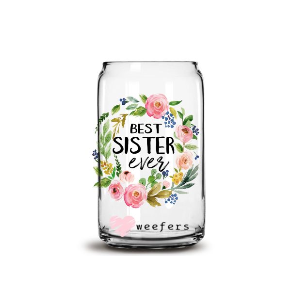Best Sister Ever 16oz Libbey Glass Can UV DTF or Sublimation Wrap - Decal Online Hot Sale - Image 2