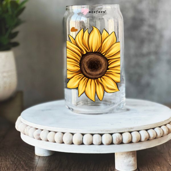 Sunflowers Delight 16oz Libbey Glass Can UV DTF or Sublimation Wrap - Decal Discount - Image 2