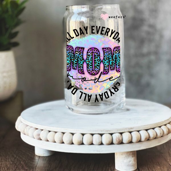 Mom All Day Everyday 16oz Libbey Glass Can UV DTF or Sublimation Wrap - Decal For Discount