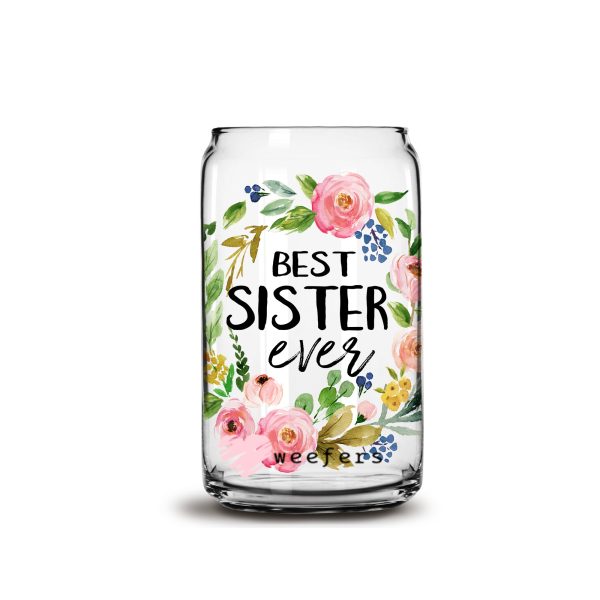 Best Sister Ever 16oz Libbey Glass Can UV DTF or Sublimation Wrap - Decal Online Hot Sale - Image 3