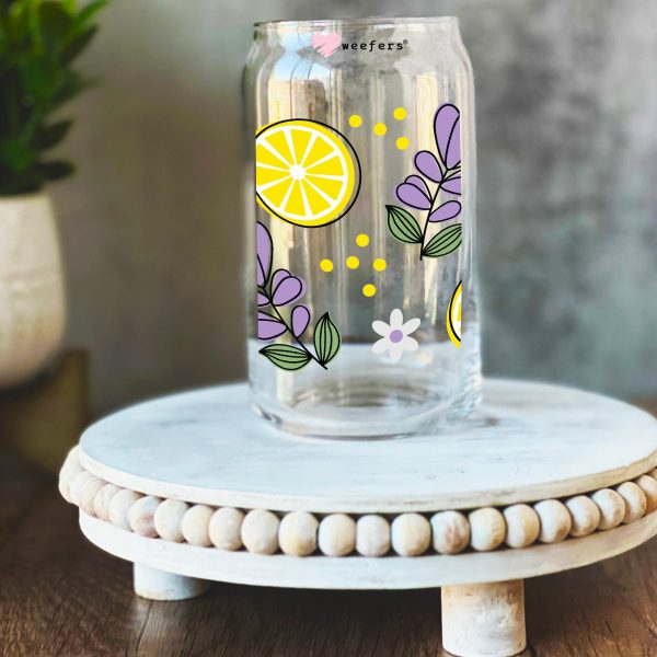 Lavender Lemons 16oz Libbey Glass Can UV DTF or Sublimation Wrap - Transfer Online Sale - Image 3