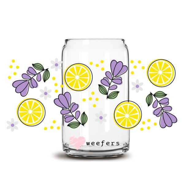 Lavender Lemons 16oz Libbey Glass Can UV DTF or Sublimation Wrap - Transfer Online Sale