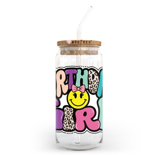 Birthday Girl Smile Face 20oz Libbey Glass Can UV DTF or Sublimation Wrap - Decal Transfer Online
