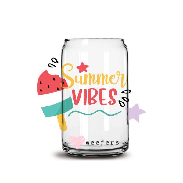 Summer Vibes Watermelon 16oz Libbey Glass Can UV DTF or Sublimation Wrap - Decal Discount - Image 2