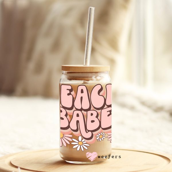 Boho Beach Babe 16oz Libbey Glass Can UV DTF or Sublimation Wrap - Decal Online now - Image 4