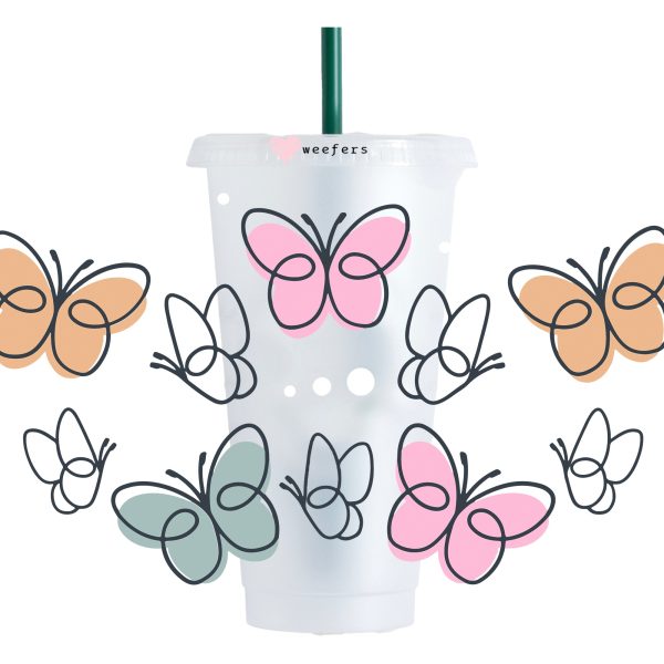 Boho Butterflies 24oz UV DTF Cold Cup Wrap - Ready to apply Wrap - NO HOLE Online now