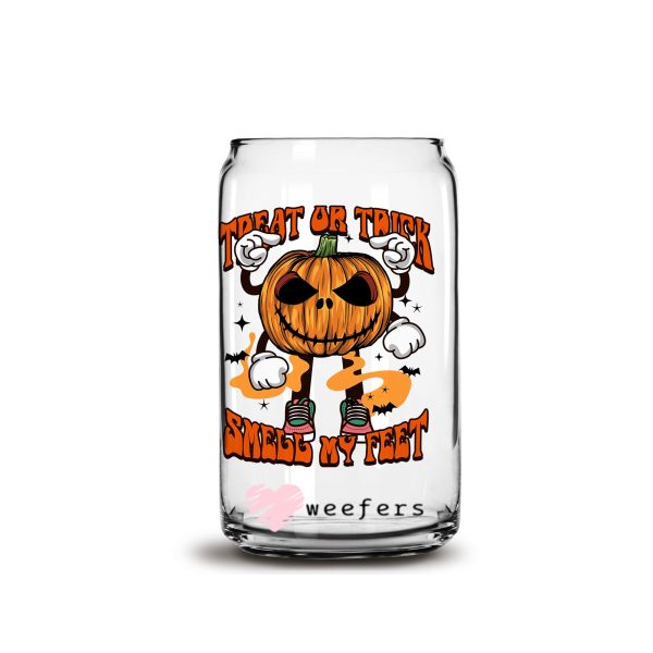 Trick or Treat Smell My Feet 16oz Libbey Glass Can UV DTF or Sublimation Wrap - Decal Hot on Sale - Image 2