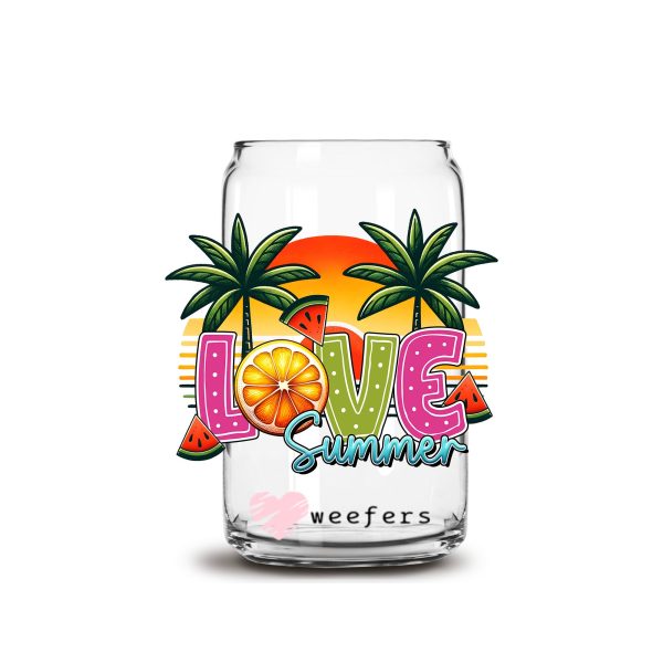 Love Summer 16oz Libbey Glass Can UV DTF or Sublimation Decal Transfer Online Sale