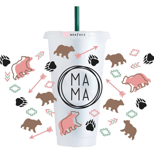 Mama Bear NO HOLE 24oz Cold Cup UV DTF Wrap - Ready to apply Wrap Online Hot Sale