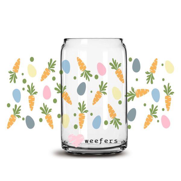 Easter eggs and carrots 16oz Libbey Glass Can UV DTF or Sublimation Cup Wrap - Decal Transfer Online Sale - Image 2