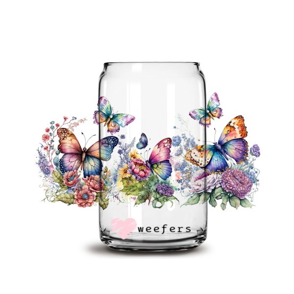 Butterfly Dreams 16oz Libbey Glass Can UV DTF or Sublimation Wrap - Decal For Discount