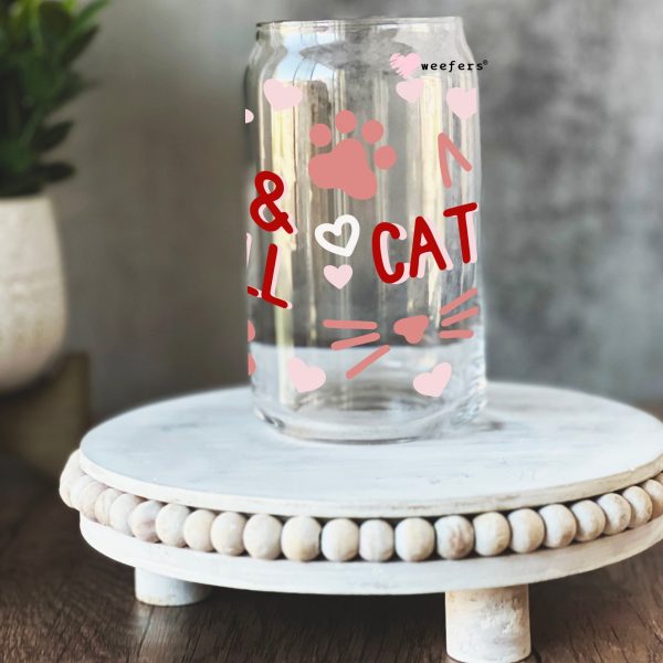 Catflix and Chill 16oz Libbey Glass Can UV DTF or Sublimation Wrap - Decal Supply