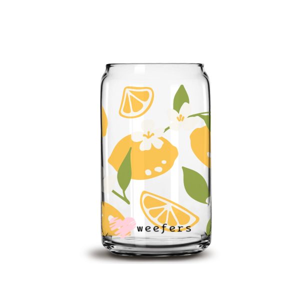 All About Lemons 16oz Libbey Glass Can UV DTF or Sublimation Wrap - Decal For Discount - Image 3