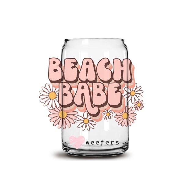 Boho Beach Babe 16oz Libbey Glass Can UV DTF or Sublimation Wrap - Decal Online now