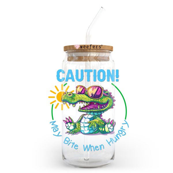 Caution! May Bite When Hungry 20oz Libbey Glass Can, 34oz Hip Sip, 40oz Tumbler, 24oz Cold Cup UV DTF or Sublimation Decal Transfer Online Sale