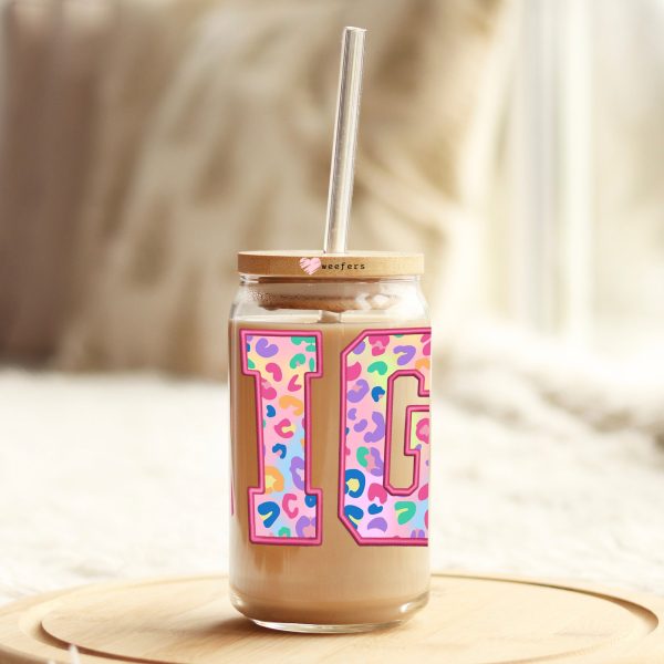 Faux floral Embroidered Gigi 16oz Libbey Glass Can UV DTF or Sublimation Wrap - Transfer For Sale - Image 2