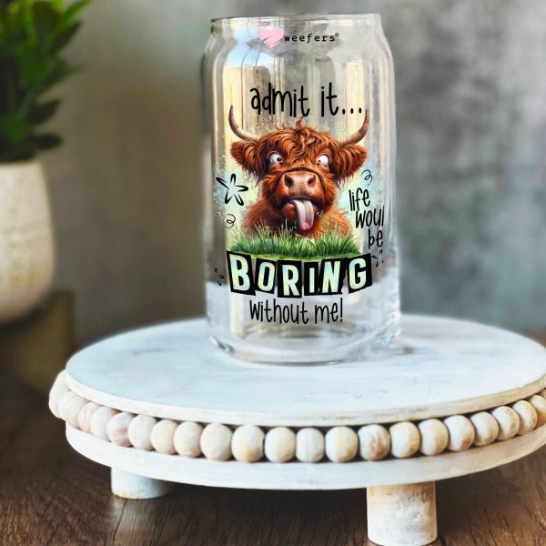 Admit it Life Would Be Boring Without Me 16oz Libbey Glass Can UV DTF or Sublimation Wrap Decal Transfer Hot on Sale - Image 3