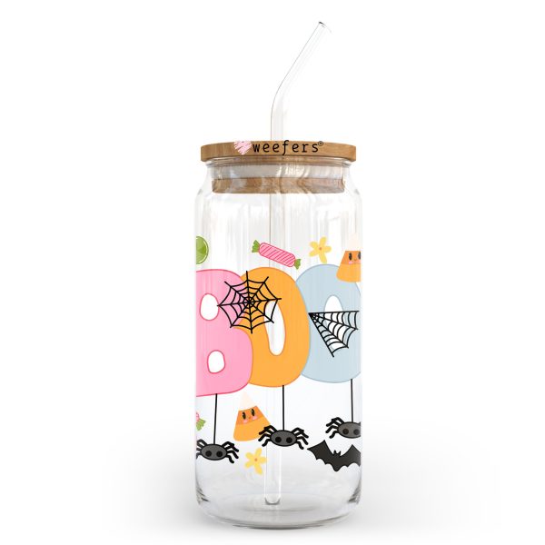 Boo Pink and Orange Halloween  20oz Libbey Glass Can, 34oz Hip Sip, 40oz Tumbler, 24oz Cold Cup UV DTF or Sublimation Decal Transfer on Sale - Image 2