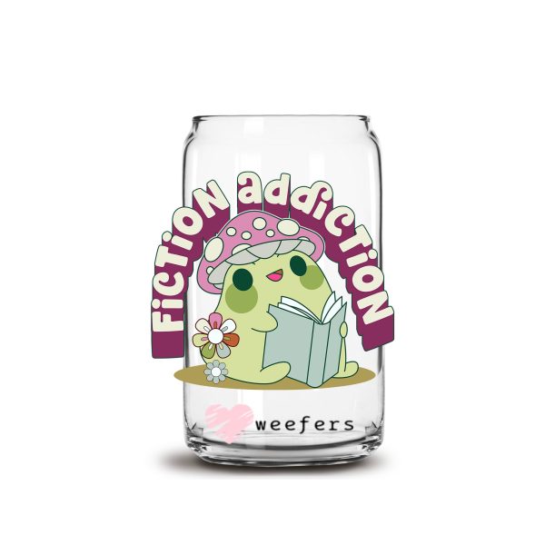 Fiction Addiction 16oz Libbey Glass Can UV DTF or Sublimation Cup Wrap - Decal Transfers Hot on Sale - Image 2