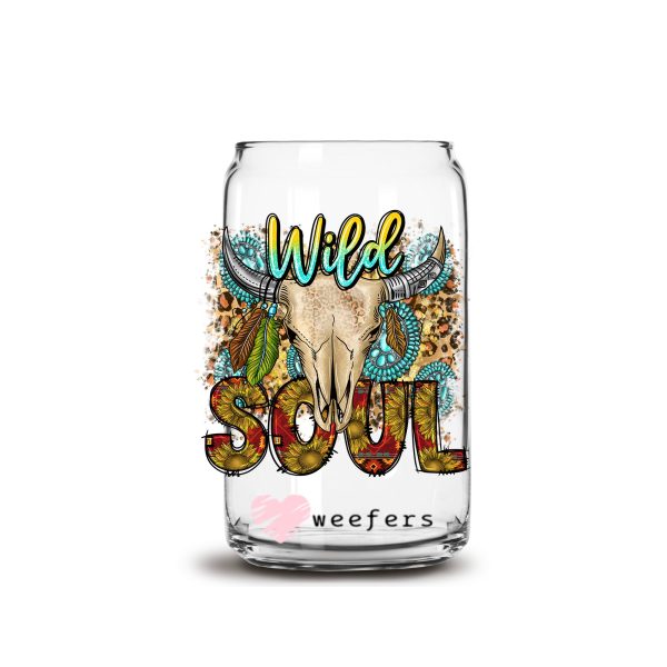 Wild Soul Western 16oz Libbey Glass Can UV DTF or Sublimation Cup Wrap - Decal Transfer Fashion - Image 2