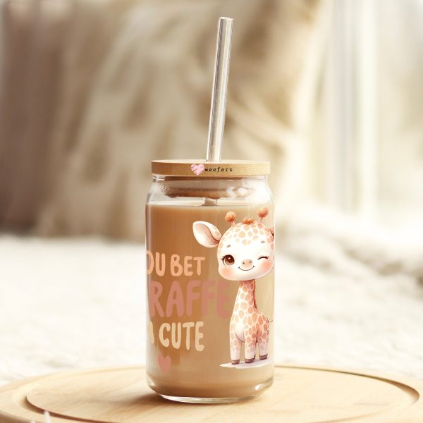 You Bet Giraffe I m Cute 16oz Libbey Glass Can UV DTF or Sublimation Wrap - Transfer Sale - Image 3