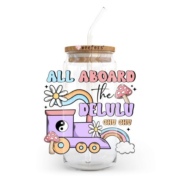 All Aboard the DeluLu  Chu Chu 20oz Libbey Glass Can UV DTF or Sublimation Wrap - Decal Transfer Supply