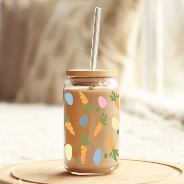 Easter eggs and carrots 16oz Libbey Glass Can UV DTF or Sublimation Cup Wrap - Decal Transfer Online Sale - Image 3