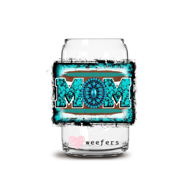 Mom Turquoise 16oz Libbey Glass Can UV DTF or Sublimation Wrap - Decal Online - Image 2