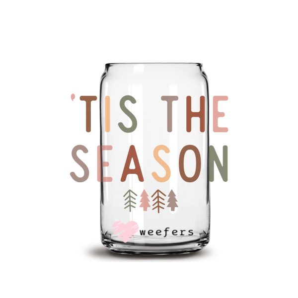 Tis the Season Trees 16oz Libbey Glass Can UV DTF or Sublimation Wrap - Decal Online now - Image 2