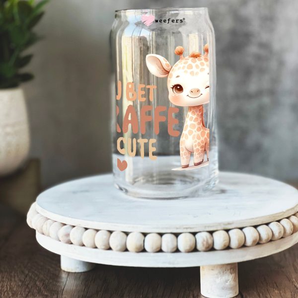 You Bet Giraffe I m Cute 16oz Libbey Glass Can UV DTF or Sublimation Wrap - Transfer Sale - Image 2