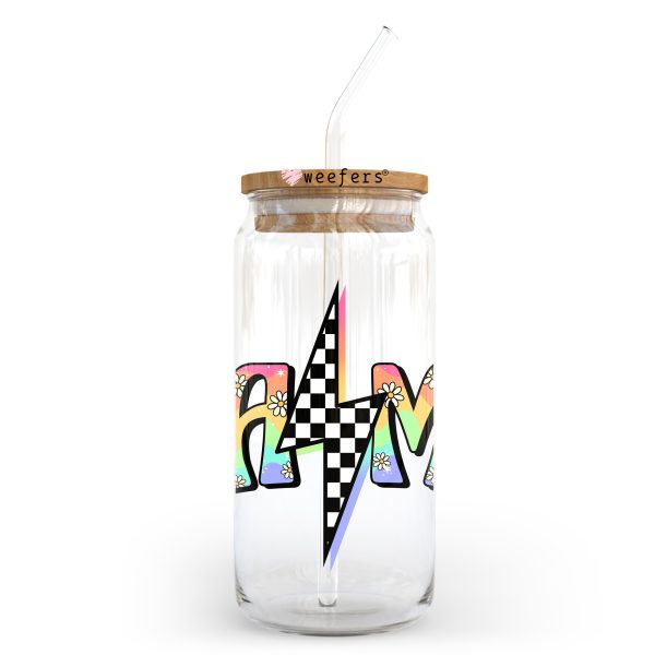 Mama Checkered Lightening Bolt 20oz Libbey Glass Can UV DTF or Sublimation Decal Supply - Image 2