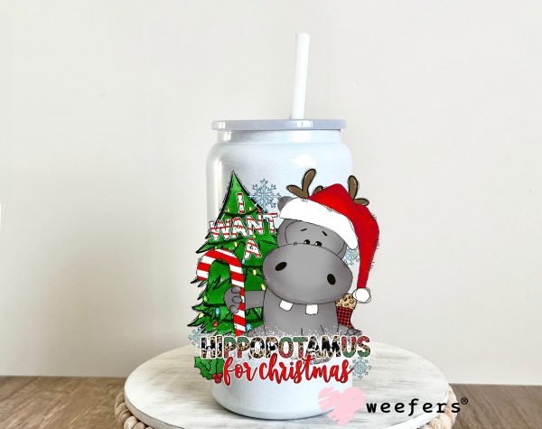 All I want for Christmas is a Hippopotamus Red Green UV DTF Decal Online now - Image 3