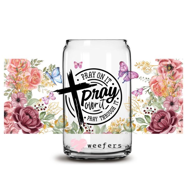 Pray on it Christian 16oz Libbey Glass Can UV DTF or Sublimation Cup Wrap - Decal Transfer For Discount - Image 2