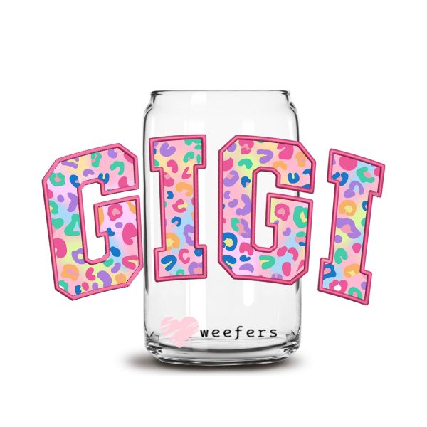 Faux floral Embroidered Gigi 16oz Libbey Glass Can UV DTF or Sublimation Wrap - Transfer For Sale