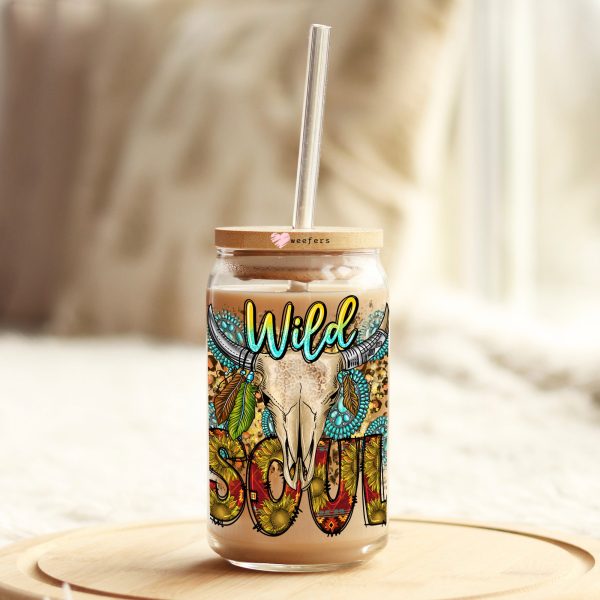 Wild Soul Western 16oz Libbey Glass Can UV DTF or Sublimation Cup Wrap - Decal Transfer Fashion - Image 3