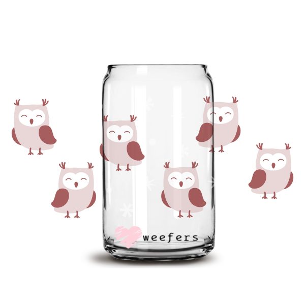 Owls 16oz Libbey Glass Can UV DTF or Sublimation Cup Wrap - Decal Transfer Online Sale