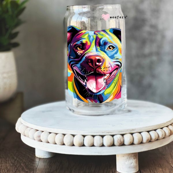 Staffordshire Bull Terrier Colorful Watercolor 16oz Libbey Glass Can UV DTF or Sublimation Wrap - Decal Online Hot Sale