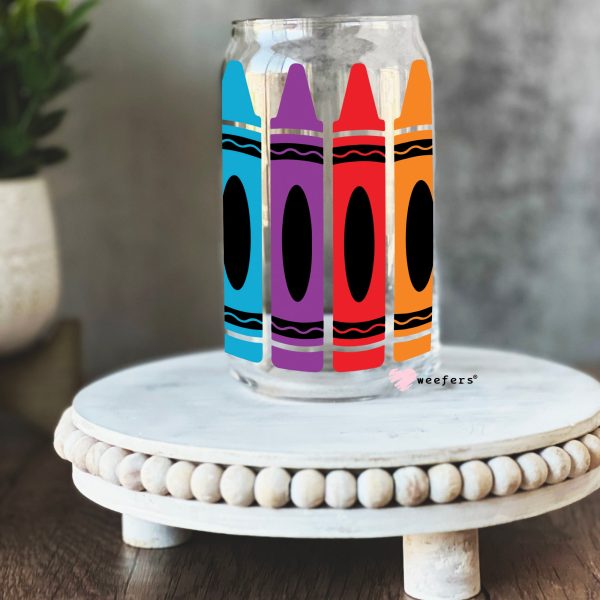 Teacher Colored Crayons 16oz Libbey Glass Can UV DTF or Sublimation Wrap - Decal Online Hot Sale