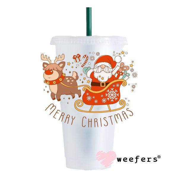 Merry Christmas Santa and Reindeer UV DTF Decal Online Hot Sale - Image 4