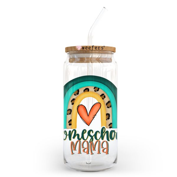 Homeschool Mama Boho 20oz Libbey Glass Can UV DTF or Sublimation Wrap - Decal Discount