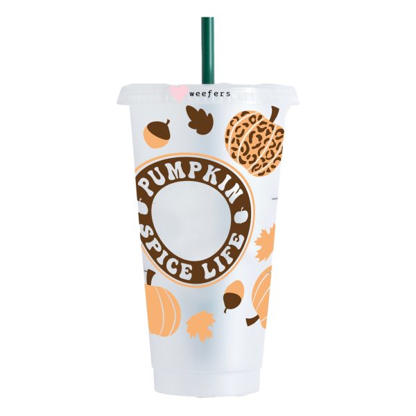 Leopard Pumpkin Spice 24oz UV DTF Cold Cup Wrap - Ready to apply Wrap - HOLE Discount