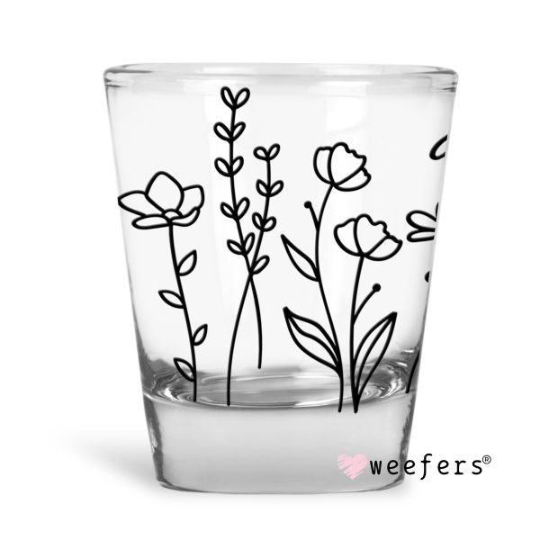 Wild flowers Black Shot Glass Short UV DTF or Sublimation Wrap - Decal Hot on Sale